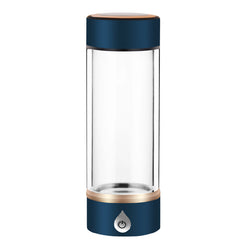 Hydrogen Water Ionizer Bottle, a 380ml portable rechargeable hydrogen water generator in high-borosilicate glass