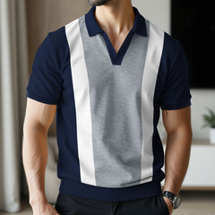 Men's Short-Sleeve Polo Shirt in a lightweight colour-block knit