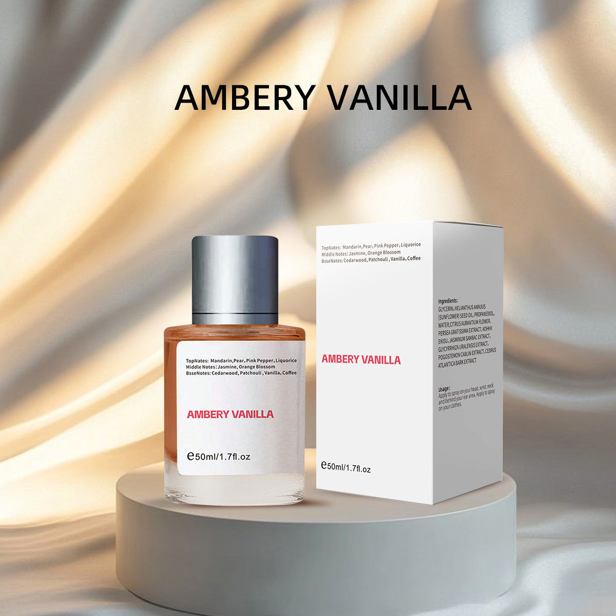 Amber Vanilla Alcohol-Free Perfume Spray in a 50ml bottle