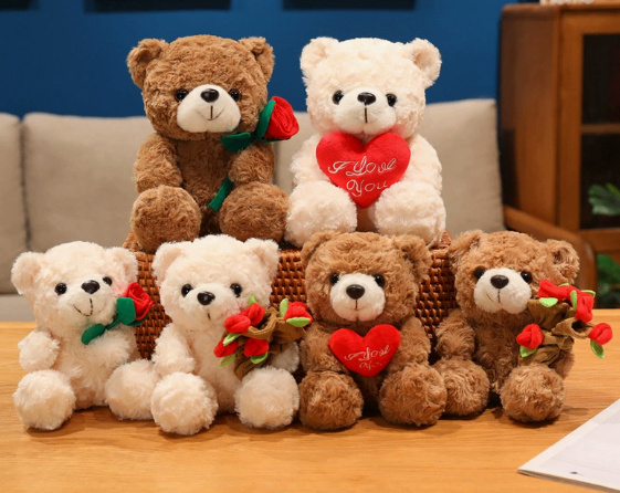 Rose Bear Plush Toy, a soft plush bear made from rose-shaped petals