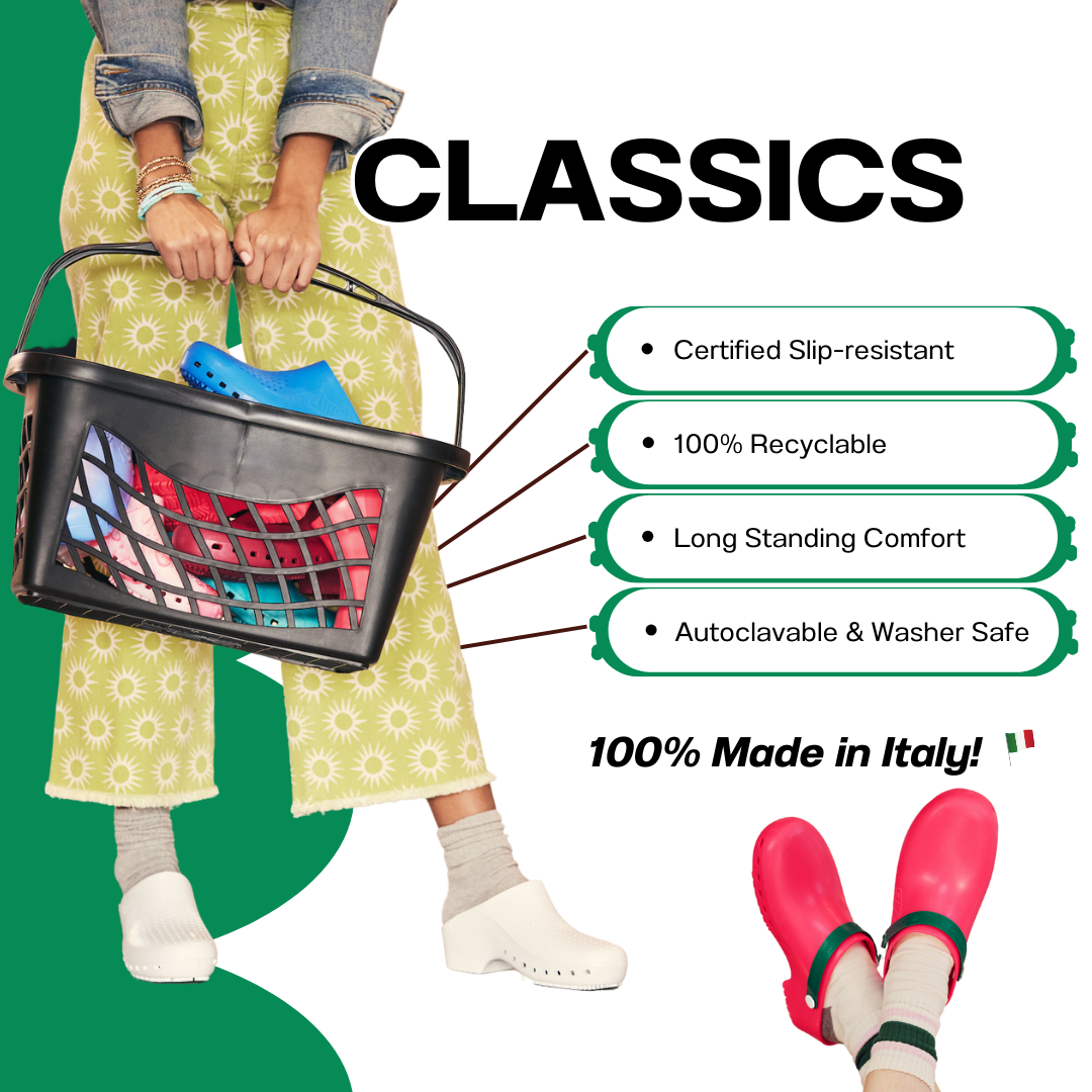 Calzuro Classic Clogs (No Holes) – Bubblegum, Italian-Made Nurse & Chef Shoes
