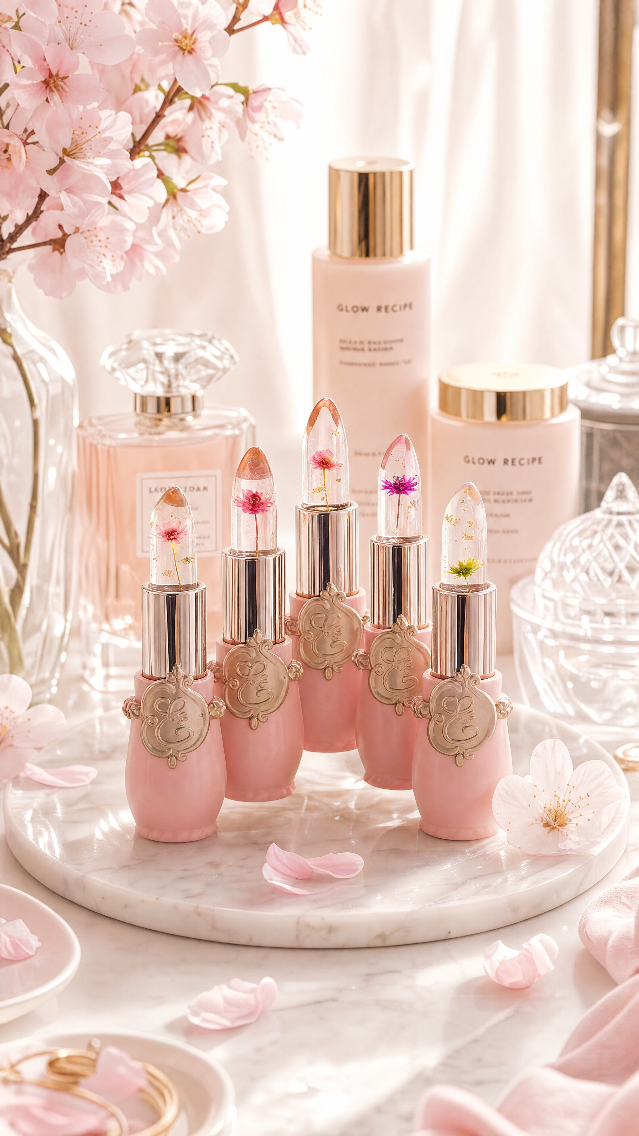 Crystal Flower Jelly Lip Balm – Color Changing, Moisturizing, Long-Lasting Hydrating Lip Glow Stick (4g)